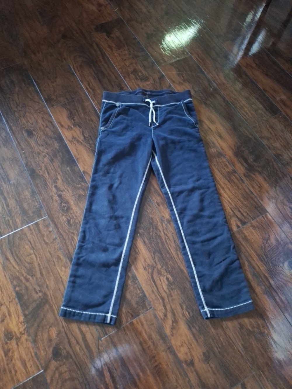 True Religion Navy Jogger Pants with White Contrast Stitching